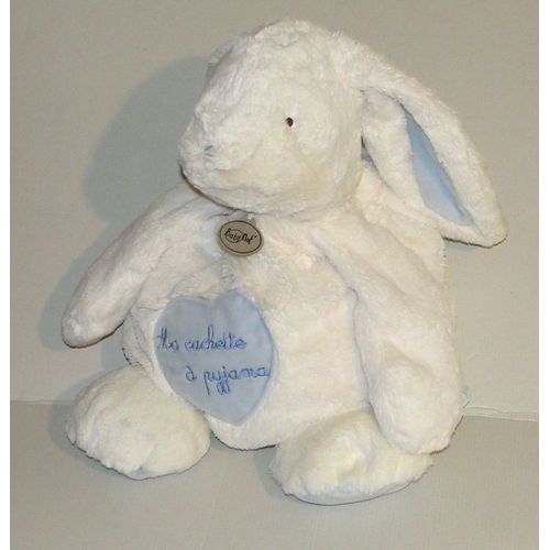 Peluche Lapin Blanc Crême Range Pyjama Baby Nat - Doudou Lapin Ma Cachette A Pyjama 42 Cm