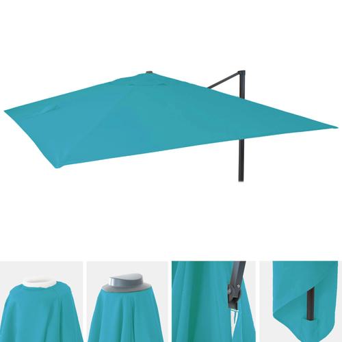 Revêtement De Rechange Pour Parasol De Luxe Hwc-A96 3x3m (Ø4,24m) Polyester 2,7kg   Turquoise