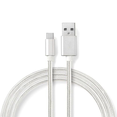 Câble USB C vers USB A gaine nylon tressé 1m Blanc