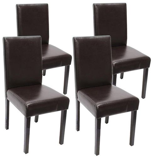 Lot De 4 Chaises De Salle À Manger Synthétique Marron Pieds Foncés Cds04139
