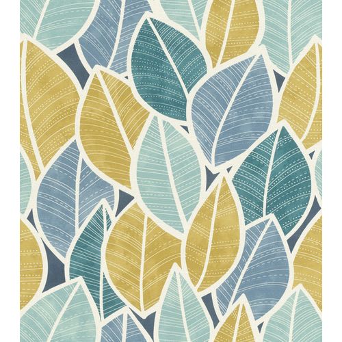 Papier peint vinyle intissé Samba Rasch bleu et jaune L.10m x l.53 cm