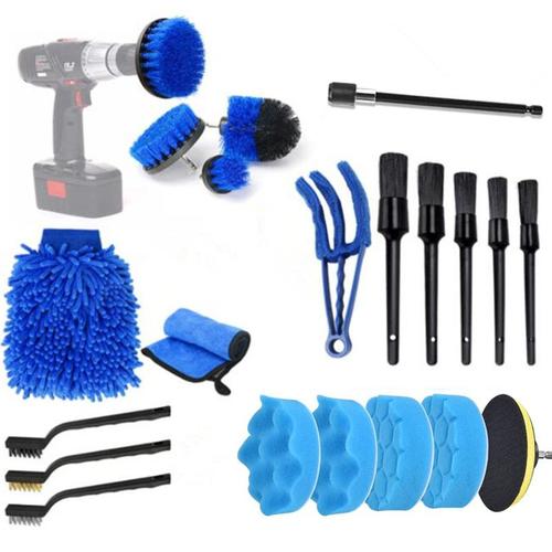 Brosse Nettoyage Rotative Perceuse Nettoyage Voiture Brosse Visseuse 21pcs Pour Voiture, Jantes, Baignoire, Carrelage, Cuisine