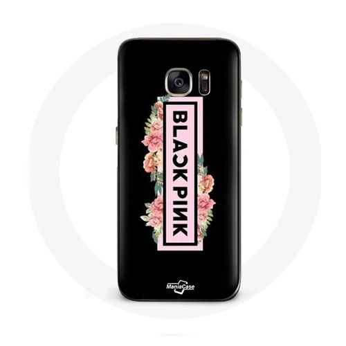 Coque Pour Samsung Galaxy S6 Blackpink Groupe De K-Pop Logo Noir Rose Fond Noir