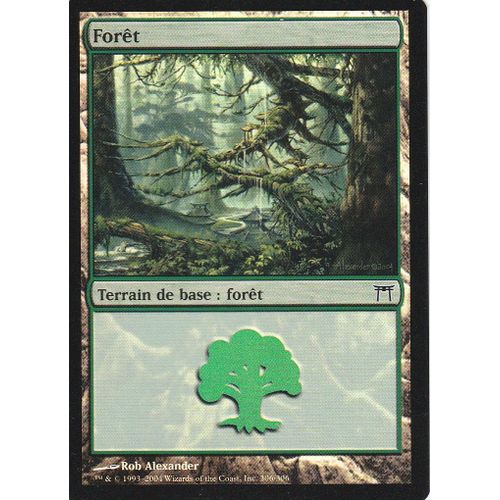 Foil Carte Magic, Forêt, Guerriers De Kamigawa, Ex Foil, Édition Française Bord Noir , 2004, Id 306/306 Terrain , Commune