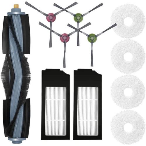 Pièces de rechange pour ECOVACS X1 OMNI TURBO, 1 Brosse Principale, 4 Brosses Latérales, 2 Filtre Hepa, 4 Chiffon de Nettoyage