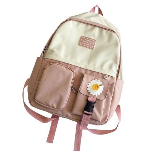 Sac à dos rose Cartable Fille Adolescent Lycéen Collégien Unisexe avec 8 poches dont 1 Grande dorsale idéal Collège Lycée Sport Sorties Randonnée Marche (ROSE)