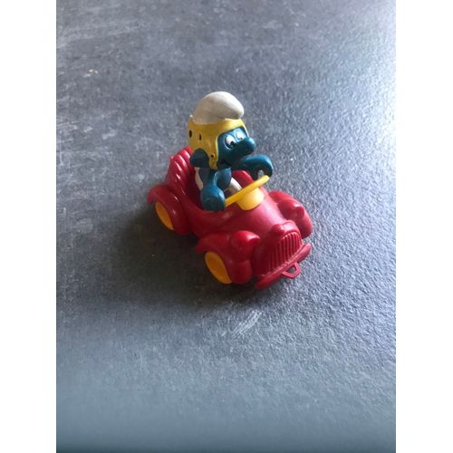 Figurine Schtroumpf Pilote Automobile Voiture Rouge Des Années 80 Peyo Schleich