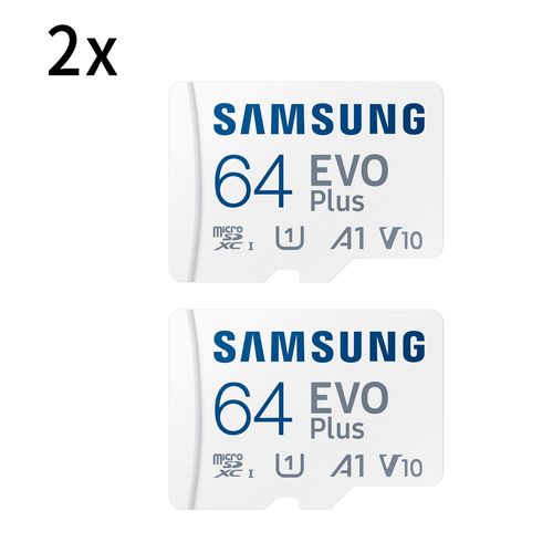 2PCS Carte mémoire Micro SD SDXCSAMSUNG EVO PLUS 64Go MB-MC64KA/EU 130Mb/s ideal pour smartphone tablette etc.
