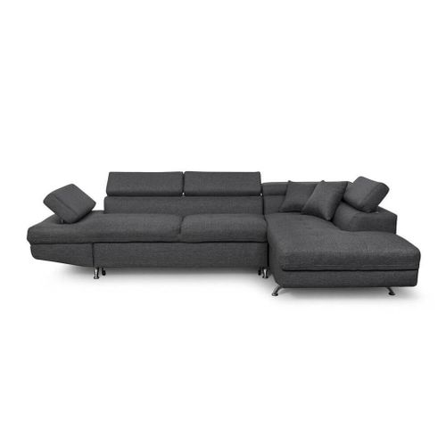 Canapé D'angle Rio Convertible Avec Coffre En Tissu - Angle Droit, Gris Foncé