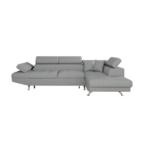 Canapé D'angle Rio Convertible Avec Coffre En Tissu - Angle Droit, Gris Clair