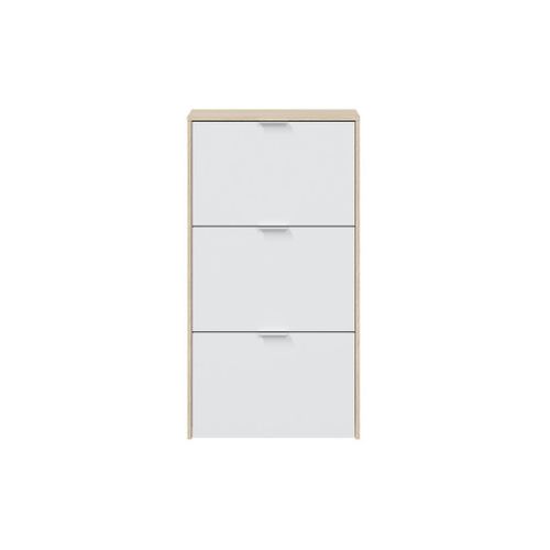 Meuble À Chaussures Nolan 3 Abattants (18 Paires) L60cm X H113cm - Blanc / Bois