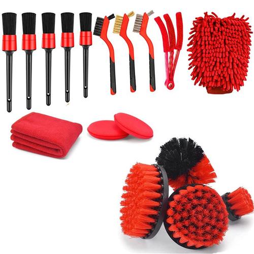 Brosse Nettoyage Voiture, Kit De Brosse Nettoyage Voiture Interieur Exterieur, Brosse Nettoyage Perceuse Électrique, Brosse Jante Voiture