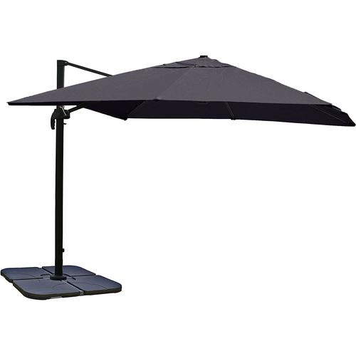 Parasol De Restauration 3x3m (Ø4,24m) Polyester Aluminium/Acier 23kg Anthracite Avec Pied 04_0003292