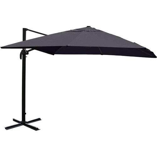 Parasol De Restauration 3x3m (Ø4,24m) Polyester Aluminium/Acier 23kg Anthracite Sans Dalles De Parasol 04_0003295