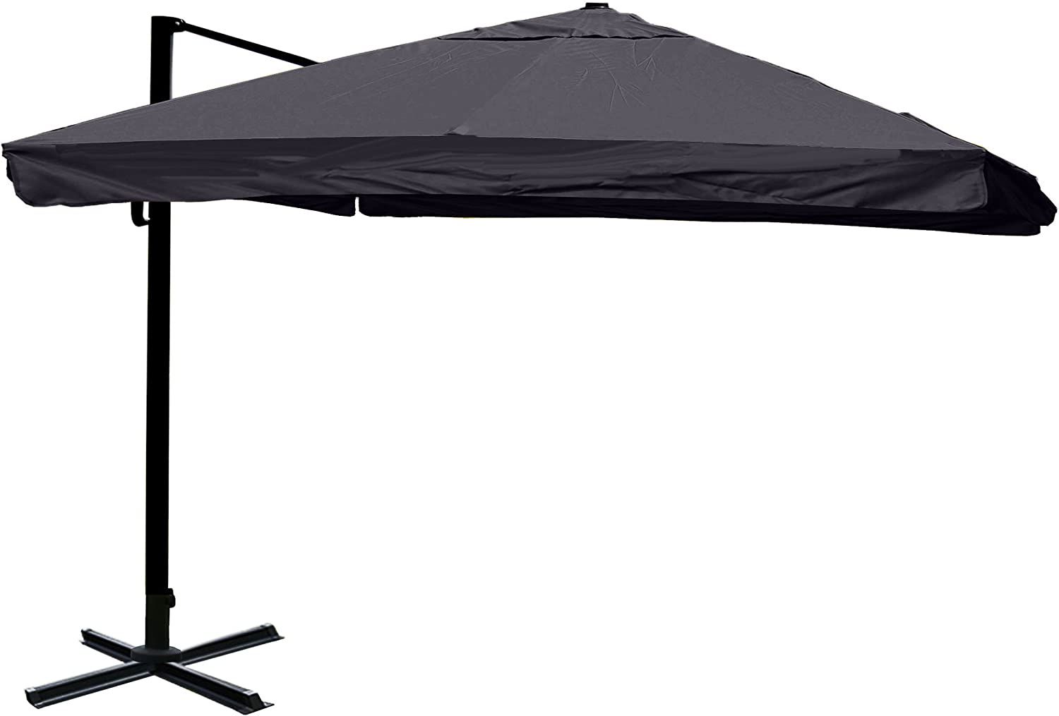 Parasol De Restauration 3x3m (Ø4,24m) Polyester/Aluminium 23kg Anthracite Sans Support 04_0003326