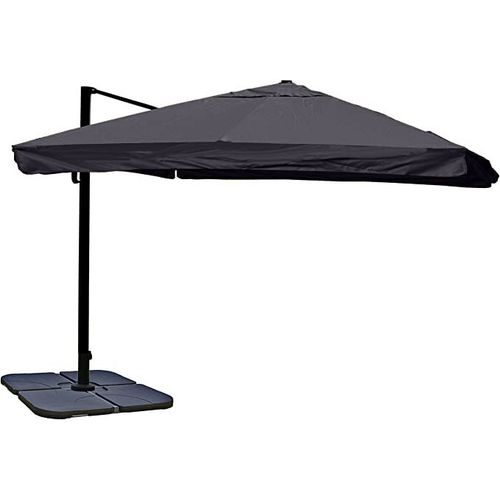 Parasol De Restauration 3x3m (Ø4,24m) Polyester/Aluminium 23kg Anthracite Avec Support 04_0003325