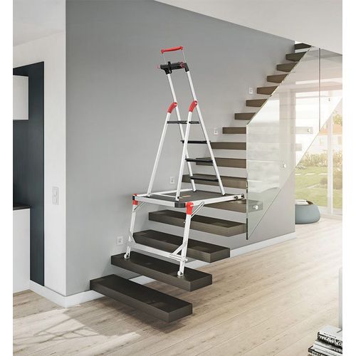 Escabeau en aluminium 4 marches Larges Hailo L100 + Plateforme TP1