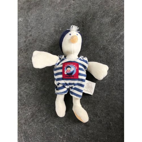 Peluche Doudou Moulin Roty 16cm Les Ptits Loup De Mer Canard Rayé Bleu Blanc Oie