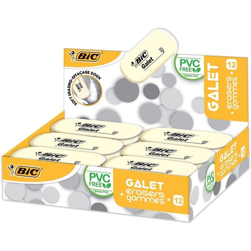 Bic Gomme Galet En Caoutchouc Synthétique - 58 X 28 X 13 Mm-Lot De 12