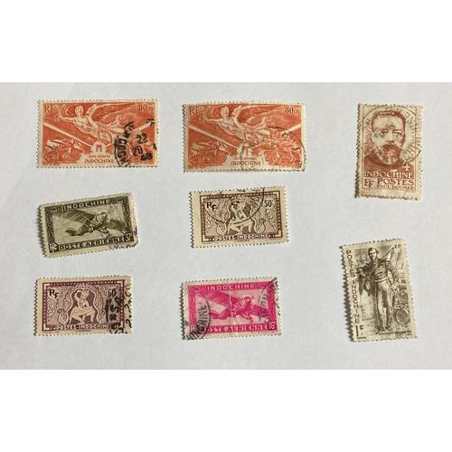 12 Timbres Oblitérés D' Indochine + Enveloppe Affranchie (2 Timbres) Provenant D' Indochine Pour La France (Jura), Prh