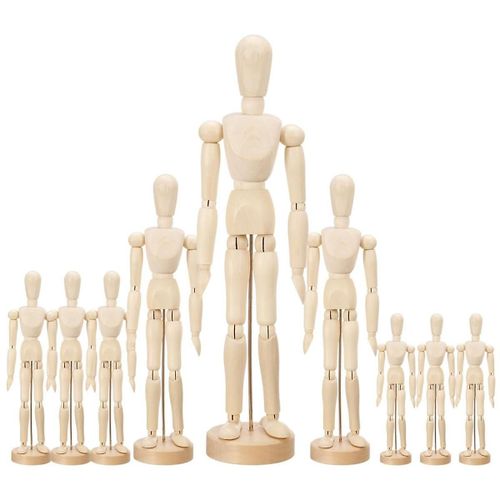 9 Pcs Artiste Mannequin Modèle En Bois Mannequin Dessin Mobile Figure Modèle Avec Support Joint Flexible