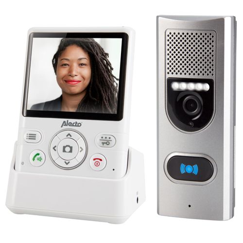 Sonnette intercom avec caméra et écran couleurs 3.5" ADI-250 Blanc-Argent