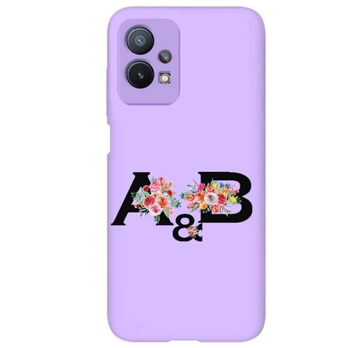 Coque Violet Realme 9 Pro Et 9 5g Avec Vos Initiales Personnalisees Et Fleur Rouge