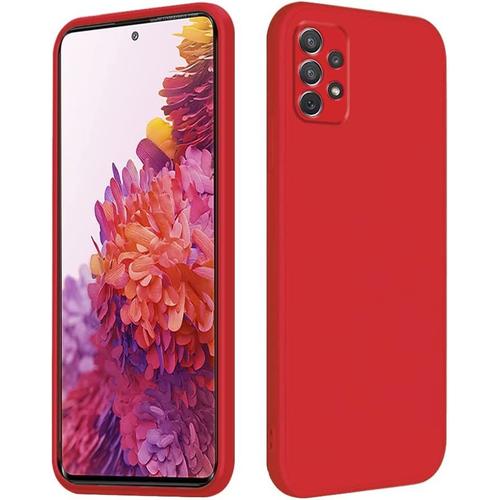 Compatible Avec Coque Samsung A33 5g, Samsung Galaxy A33 Protection Des Bords Droits, Silicone Liquide Case Ultra Mince Antichoc Original Rose Housse (Samsung A33 5g, Rouge)