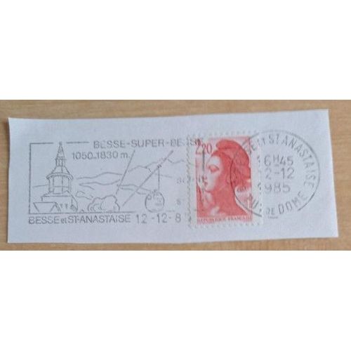 Timbre Oblitéré À Super-Besse Le 12 Décembre 1985 À 16h45, Marianne Rouge, 2,20 Francs.