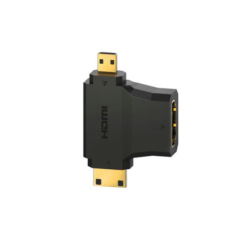 Adapt. HDMI?, f. femel. Type A - f. mÃ¢le Type-C (mini)/D (micro), dorÃ©