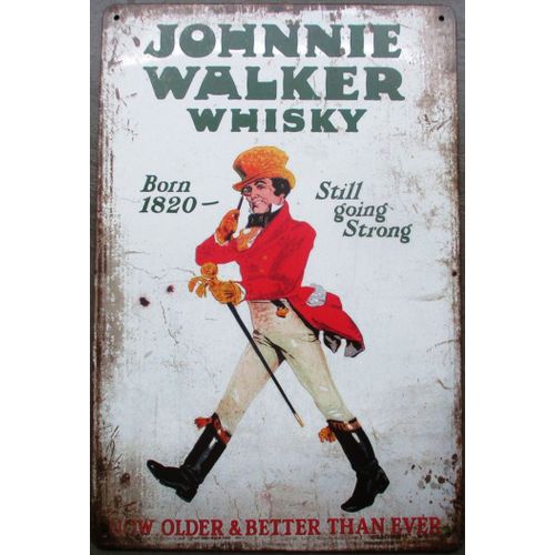 Plaque Johnnie Walker Born 1820 Vieillit 30x20 Cm Tole Affiche Metal