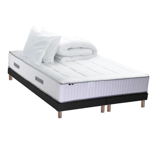 Pack Matelas Ressort 7 Zones Sommier Oreiller Couette 2x80x200