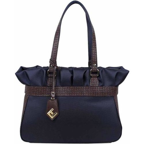 Sac à main Ted Lapidus Cancal carré effet froncé toile et imprimés TL TF804 (Bleu marine)
