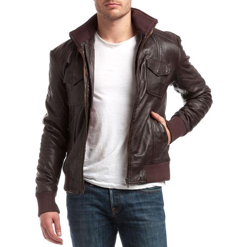 Veste En Cuir Simon Marron