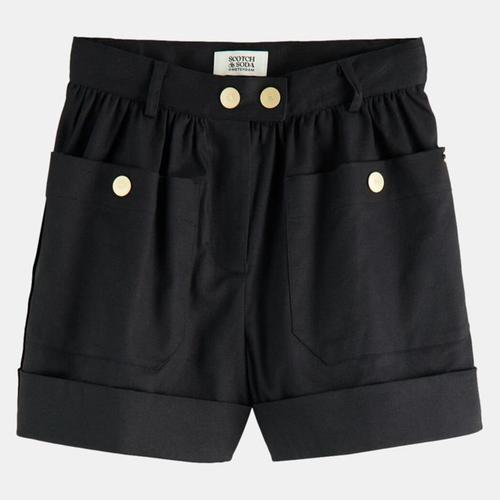 Short En Coton Bio À Boutons Dorés Noir