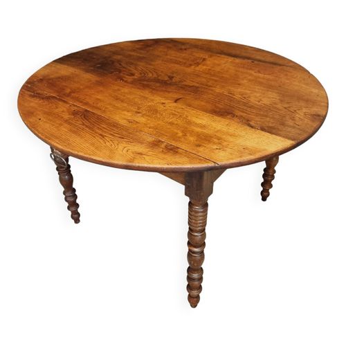 Table Manger Ronde Abattants Antique En Chne 119 Cm Bois