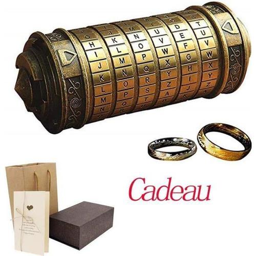 Da Vinci Code Mini Cryptex Avec Deux Anneaux No?L Saint-Valentin Anniversaire Cadeaux Pour Petite Amie Copain (Bronze)