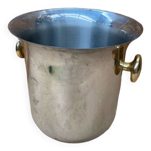 Ancien Seau A Glace Champagne Saf Rafrachissoir Inox France Vintage Gris