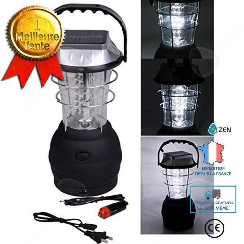 Confo® Lampe Solaire Extérieur Jardin 36 Led Camping Randonnée Imperméable Lanterne Manivelle Rechargeable Portable Facile À Manipul