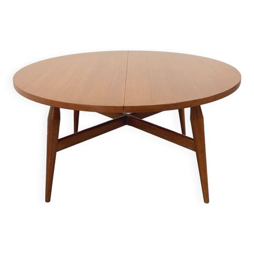 Grande Table Basse Ronde Scandinave Vintage Smorrebrod De Arne Vodder Extensible En Table  Manger Bois