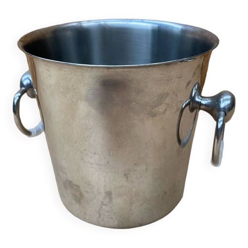 Ancien Seau A Champagne Rafrachissoir Couzon Inox France Gris