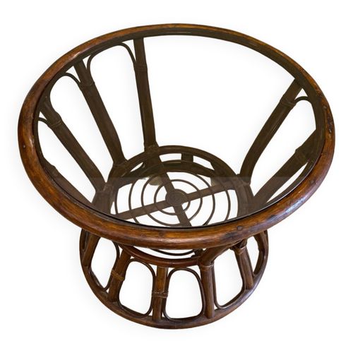 Table Basse En Rotin Marron