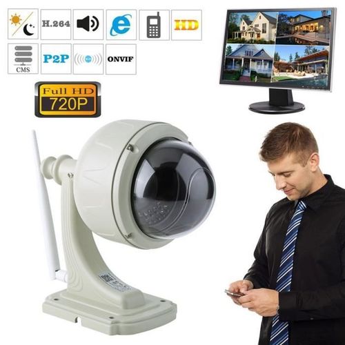 LESHP Caméra de surveillance Caméra IP IR dôme WIFI, HD 720P Détection de mouvement 3 zoom optique 12LED