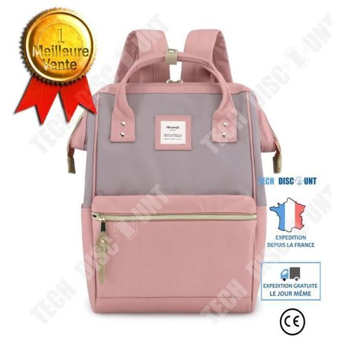 TD® Hethrone Sac à Dos Femme 15.6 Sac à Dos Pc Antivol Imperméable Backpack pour Scolaire Voyage Travail Décontracté Rose Gris USB