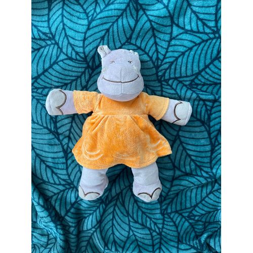 Doudou Peluche Influx Hippopotame Robe Orange