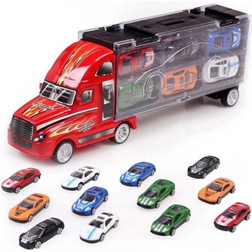 Jouets Camion Et 12 Voitures Transporteur Porte-Conteneur 12 Voitures D?Alliage Cadeau Portable