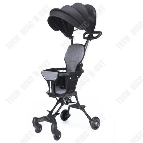 Td® Poussette Légère Et Pliable Bidirectionnelle Poussoir Pare-Soleil Bébé Anti-Renversement À Quatre Roues Chariot Stable Et Robust