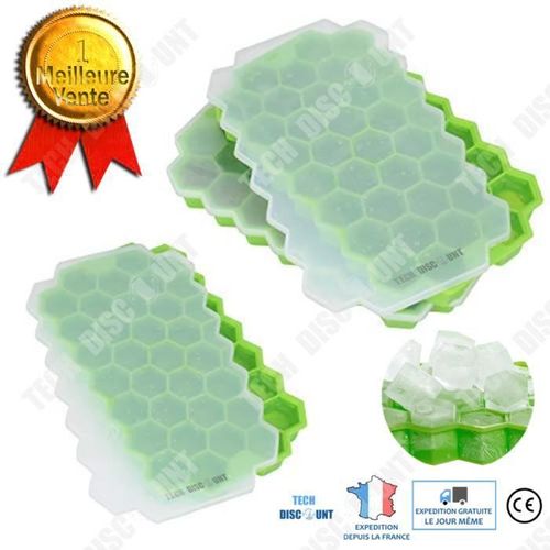 Td® Bac À Glaçons En Nid D'abeille Silicone Avec Couvercle Sans Bpa Moule Cocktail Vert 37 Compartiments Cubes De Glace Congélateur