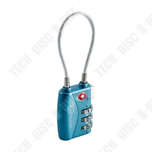 TD® Cadenas avec câble TSA (360) bleu-gris taille 10.2 cm - Cadenas de voyage avec verroullage code et cable TSA