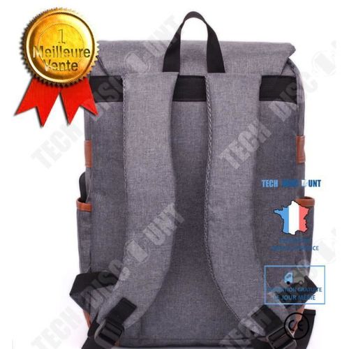 TD® Sac à Dos Ordinateur Portable PC Imperméable Laptop Backpack Daypack en Tissu avec Pris USB Gris 15.6pouces